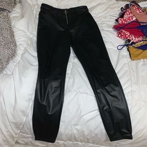 Zip- up Leather Pants